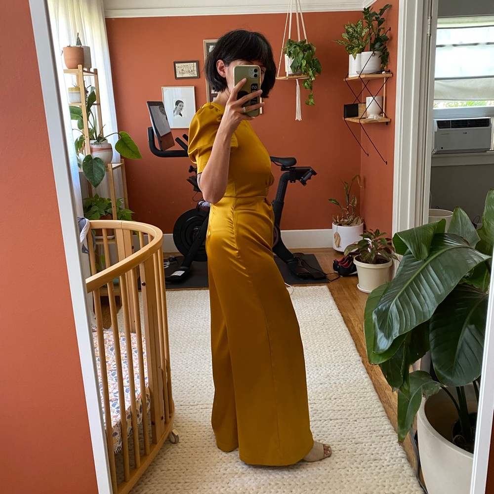 ASOS gold satin jumpsuit, US size 4.